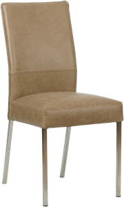 Taupe leren moderne eetkamerstoel Real - poot vierkant rvs - Vintage Leer Taupe (taupe leer)
