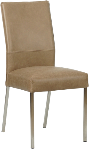 Leren eetkamerstoel Real - Vintage Leer Taupe - Kleur poot, RVS