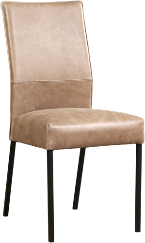 Leren eetkamerstoel Real - Vintage Leer Taupe - Kleur poot, zwart