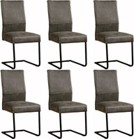 Leren eetkamerstoel Remix sledepoot vierkant - set van 6 stoelen