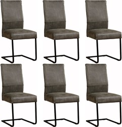 Leren eetkamerstoel Remix sledepoot vierkant - set van 6 stoelen
