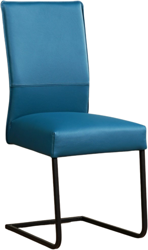 Leren eetkamerstoel Remix sledepoot vierkant - Toledo Leer Turquoise - Zwart