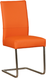 Leren eetkamerstoel Remix sledepoot vierkant - Toledo Leer Orange - RVS