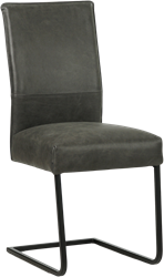 Leren eetkamerstoel Remix sledepoot vierkant - Vintage Leer Grey - Zwart