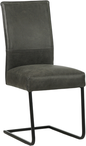 Leren eetkamerstoel Remix sledepoot vierkant - Vintage Leer Grey - Zwart