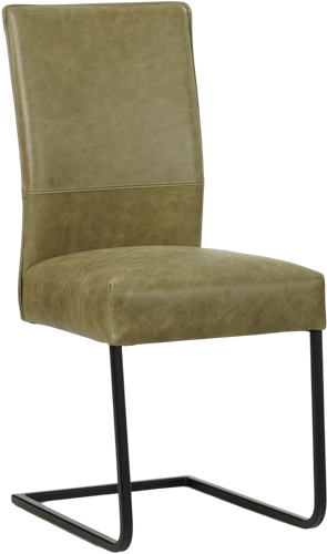 Leren eetkamerstoel Remix sledepoot vierkant - Vintage Leer Olive - Zwart