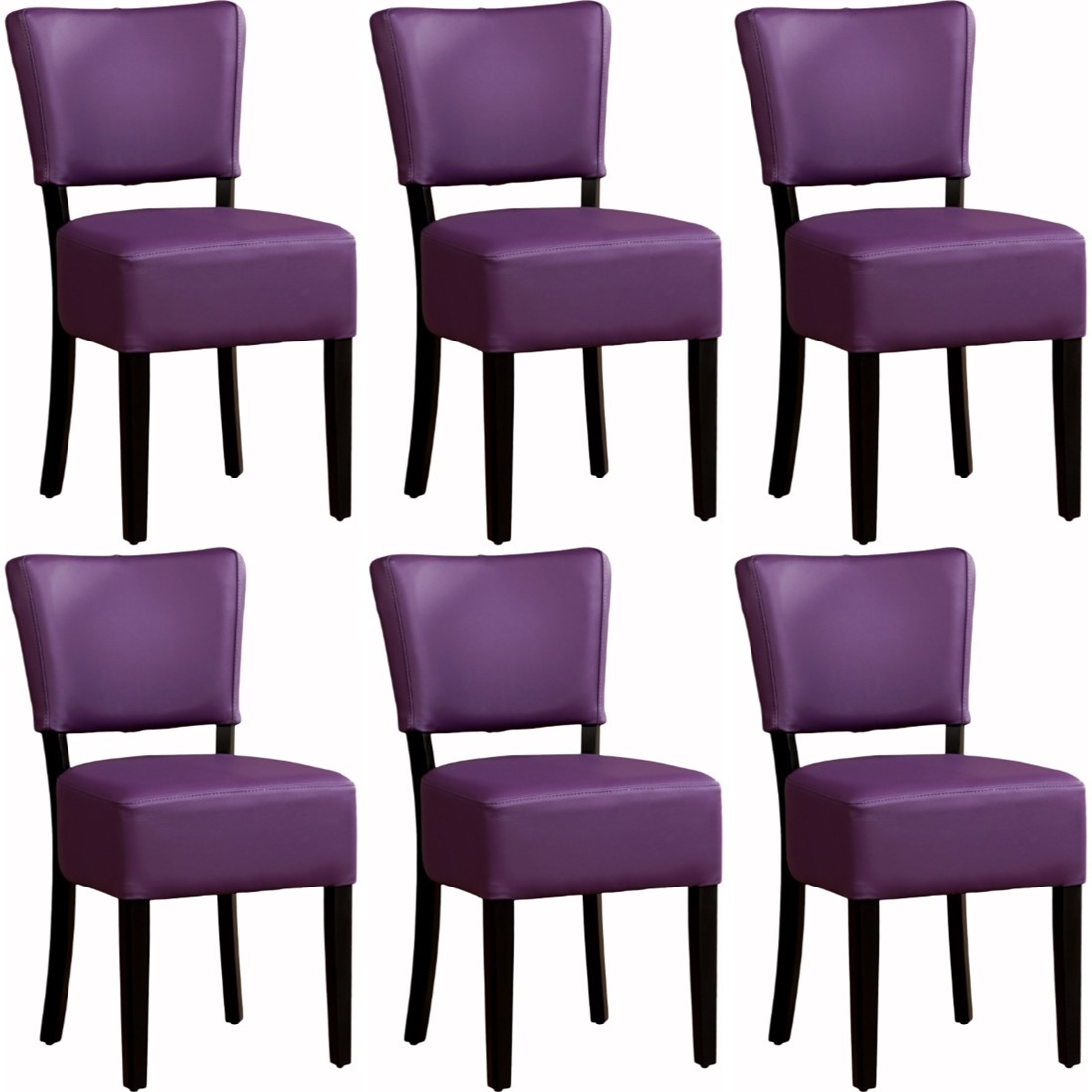 Huiswerk maken kanaal Voorstel Leren eetkamerstoel Rest - set van 6 stoelen - Hermes Leer Purple ShopX