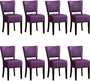 Set van 8 Leren eetkamerstoelen Rest