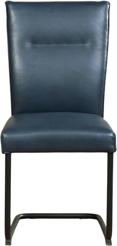 Leren eetkamerstoel Retro sledepoot rond - Granada leer Blue - Zwart-2