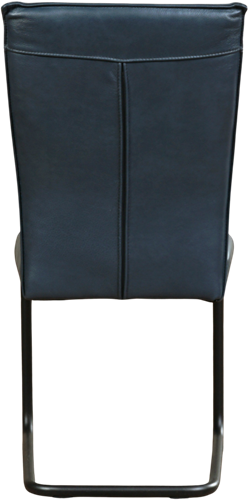 Leren eetkamerstoel Retro sledepoot rond - Granada leer Blue - Zwart-3