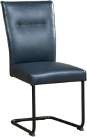 Leren eetkamerstoel Retro sledepoot rond - Granada leer Blue - Zwart