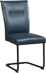 Leren eetkamerstoel Retro sledepoot rond - Granada leer Blue - Zwart