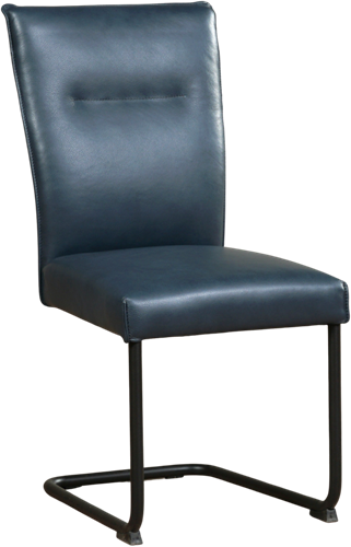 Leren eetkamerstoel Retro sledepoot rond - Granada leer Blue - Zwart