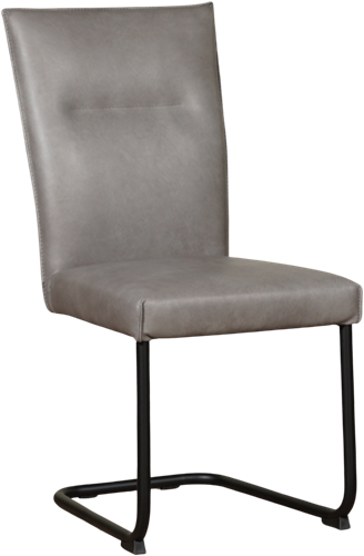 Leren eetkamerstoel Retro sledepoot rond - Granada leer Steel - Kleur poot, zwart