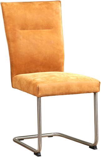 Leren eetkamerstoel Retro sledepoot rond - Vintage Stone - Kleur poot, zwart