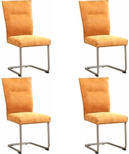 Set van 4 Leren eetkamerstoelen Retro