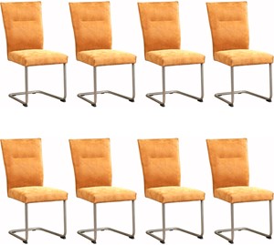 Set van 8 Leren eetkamerstoelen Retro