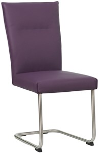 Paarse leren industriële eetkamerstoel Retro - poot rond rvs - Toledo Leer Aubergine (paars leer)