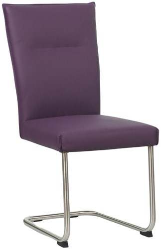 Leren eetkamerstoel Retro sledepoot rond - Toledo Leer Aubergine - RVS