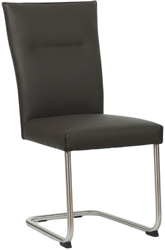 Leren eetkamerstoel Retro sledepoot rond - Toledo Leer Caffe - RVS