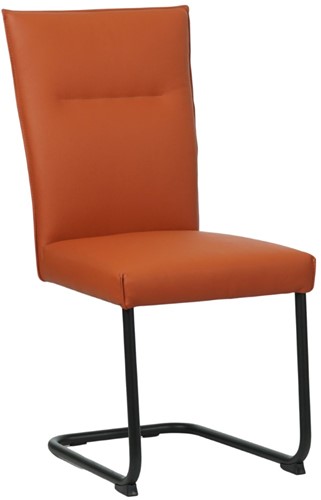 Leren eetkamerstoel Retro sledepoot rond - Toledo Leer Cotto - Zwart