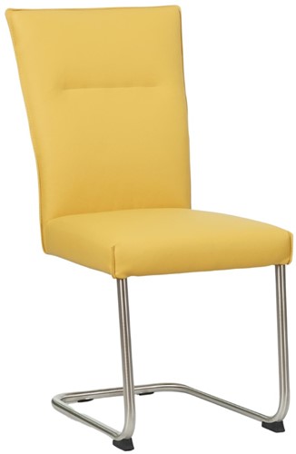 Leren eetkamerstoel Retro sledepoot rond - Toledo Leer Giallo - RVS