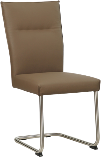 Leren eetkamerstoel Retro sledepoot rond - Toledo Leer Lever - RVS