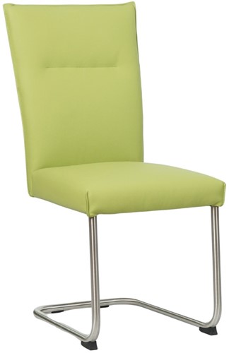 Leren eetkamerstoel Retro sledepoot rond - Toledo Leer Lime - RVS