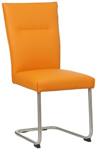 Oranje leren industriële eetkamerstoel Retro - poot rond rvs - Toledo Leer Mandarin (oranje leer)