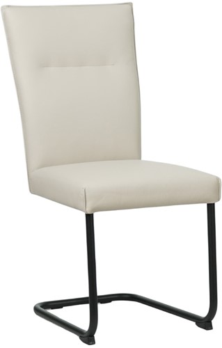 Leren eetkamerstoel Retro sledepoot rond - Toledo leer Misty - Kleur poot, zwart