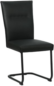 Zwarte leren industriële eetkamerstoel Retro - poot rond zwart - Toledo Leer Nero (zwart leer)