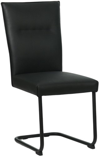 Leren eetkamerstoel Retro sledepoot rond - Toledo Leer Nero - Zwart