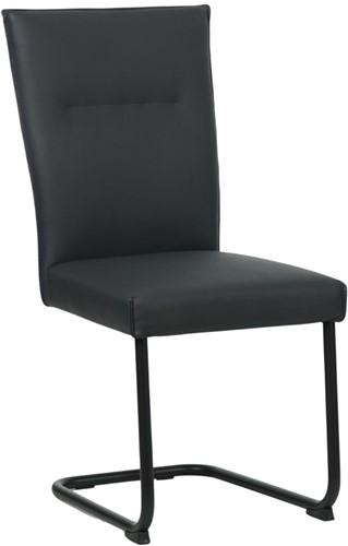 Leren eetkamerstoel Retro sledepoot rond - Toledo Leer Pacific - Zwart