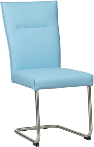 Leren eetkamerstoel Retro sledepoot rond - Toledo Leer Sky Blue - RVS