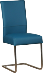 Leren eetkamerstoel Remix sledepoot vierkant - Toledo Leer Turquoise - RVS