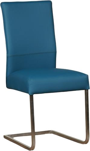 Leren eetkamerstoel Remix sledepoot vierkant - Toledo Leer Turquoise - RVS