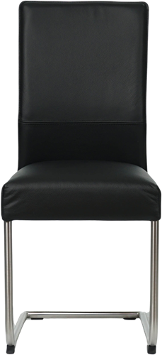 Leren eetkamerstoel Piece sledepoot rond - Toledo Nero (zwart) - Kleur poot, RVS-2