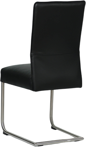 Leren eetkamerstoel Piece sledepoot rond - Toledo Nero (zwart) - Kleur poot, RVS-3