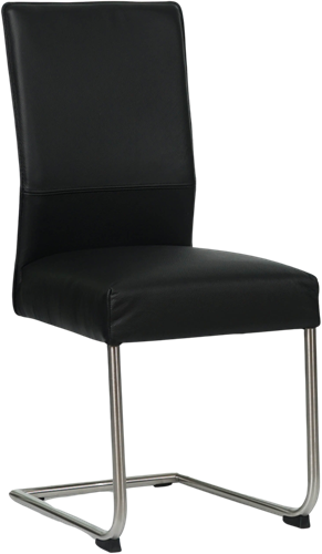 Leren eetkamerstoel Piece sledepoot rond - Hermes Nero (zwart) - Kleur poot, RVS