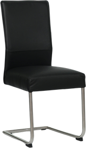 Leren eetkamerstoel piece 84 zwart, zwart leer, zwarte keukenstoelen