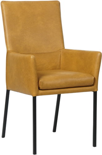 Leren eetkamerstoel Royal - met armleuning - Granada Amber - Kleur poot, zwart