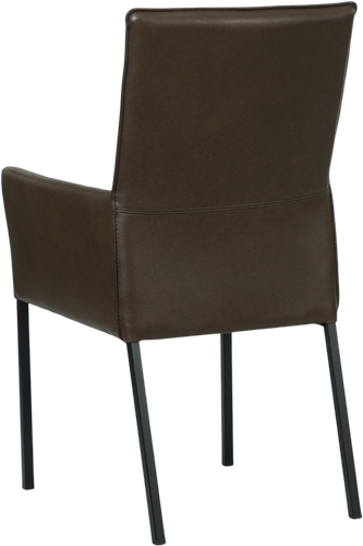 Leren eetkamerstoel Royal - met armleuning - Granada leer Chocolate - Poot - Zwart-3