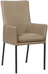 Leren eetkamerstoel Royal - met armleuning - Granada leer Taupe - Kleur poot, zwart