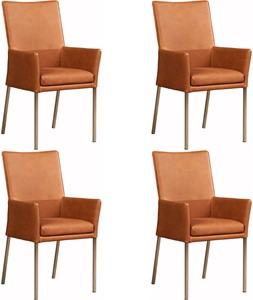 Set van 4 Leren eetkamerstoelen Royal - met armleuning