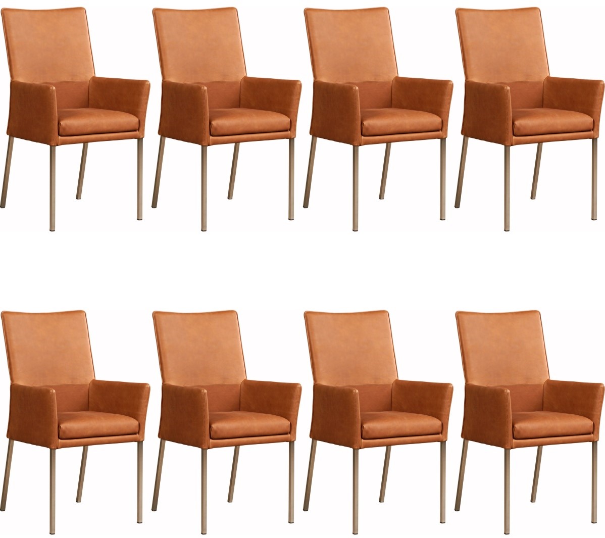 consumptie minimum Integreren Leren eetkamerstoel Royal - met armleuning - set van 8 stoelen ShopX