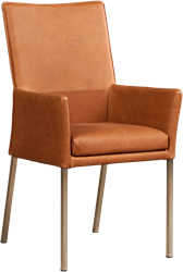 Leren eetkamerstoel Royal - met armleuning - Rancho Leer Cognac - Poot - RVS