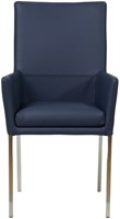 Leren eetkamerstoel Royal - met armleuning - Toledo Leer Kobalt - Poot - RVS-2