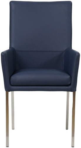 Leren eetkamerstoel Royal - met armleuning - Toledo Leer Kobalt - Poot - RVS-2