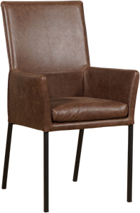 Leren eetkamerstoel royal met armleuning 215 bruin, bruin leer, bruine keukenstoelen