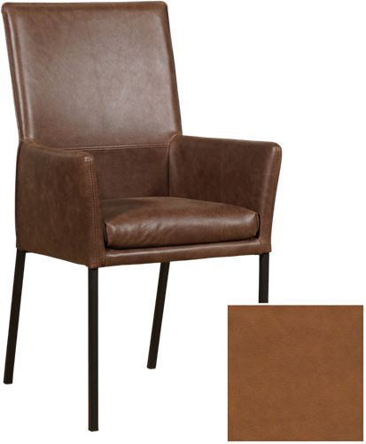 Leren eetkamerstoel Royal - met armleuning - Vintage Leer Cognac - Poot - RVS